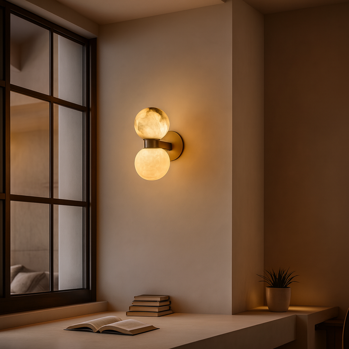 Double Globe Wall Lamp Marble Gold Modern Nordic Design Bedroom Living Room Hallway E27 Dimmable Luxury Interior | Sansoti