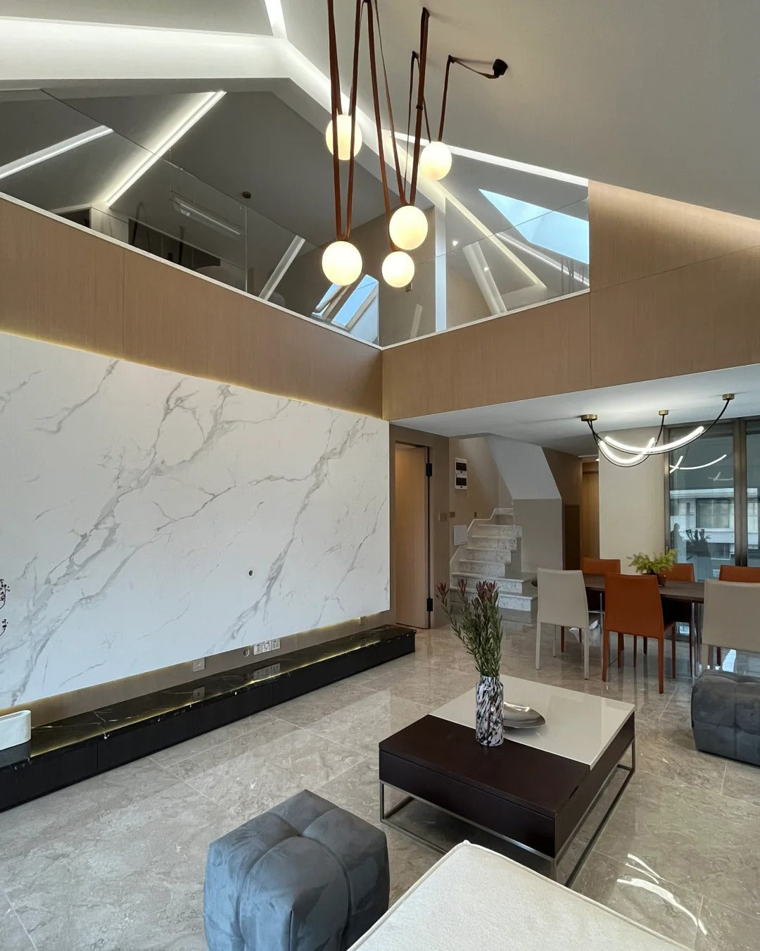 Hanglamp Leer Glas Bollen Luxe Verstelbaar Warm Wit Woonkamer Eetkamer | Sansoti