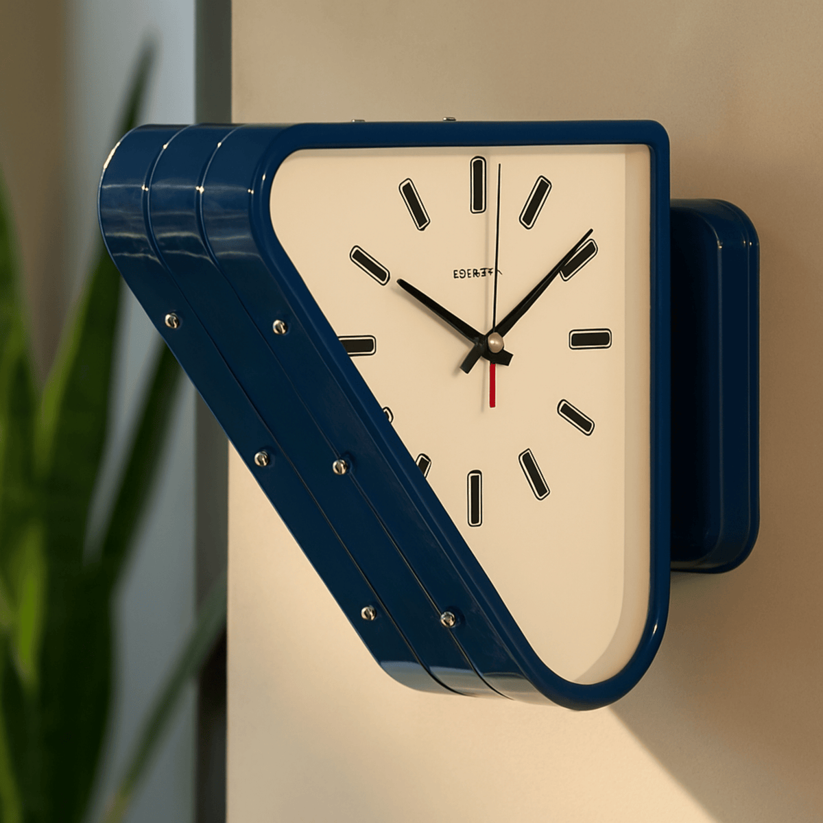 Geometric Wall Clock Triangle Double-Sided Metal Silent Battery-Powered Decorative Modern Design Living Room | Sansoti