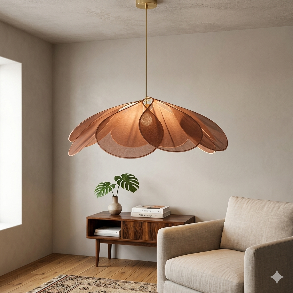 Suspension Fleur Tissu Vintage E27 Blanc Chaud 50-80cm Salon Chambre Salle à Manger