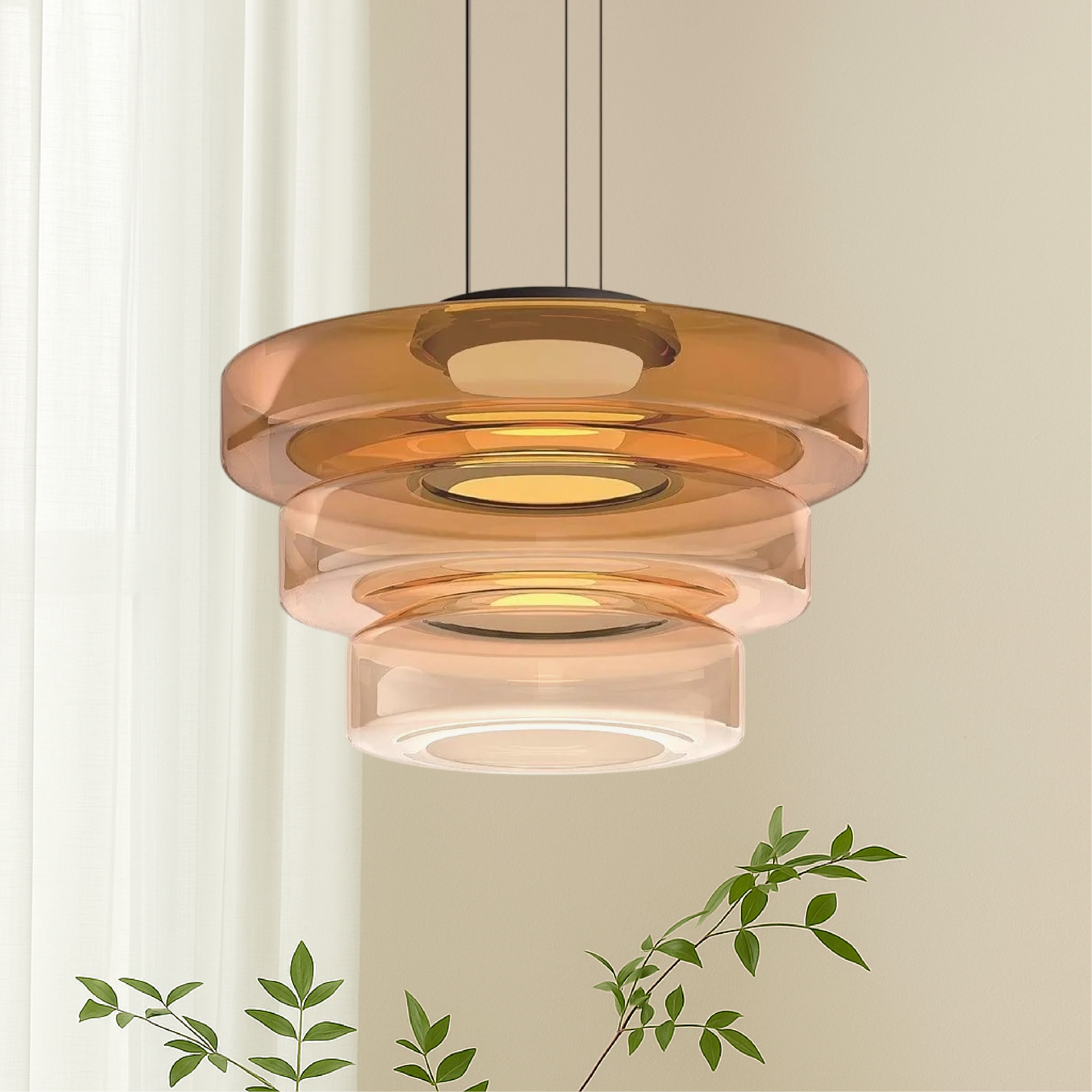 Deens glazen Bauhaus hanglamp handgeblazen glas Ø45cm hanglamp eetkamer woonkamer design verlichting modern minimalistisch | Sansoti