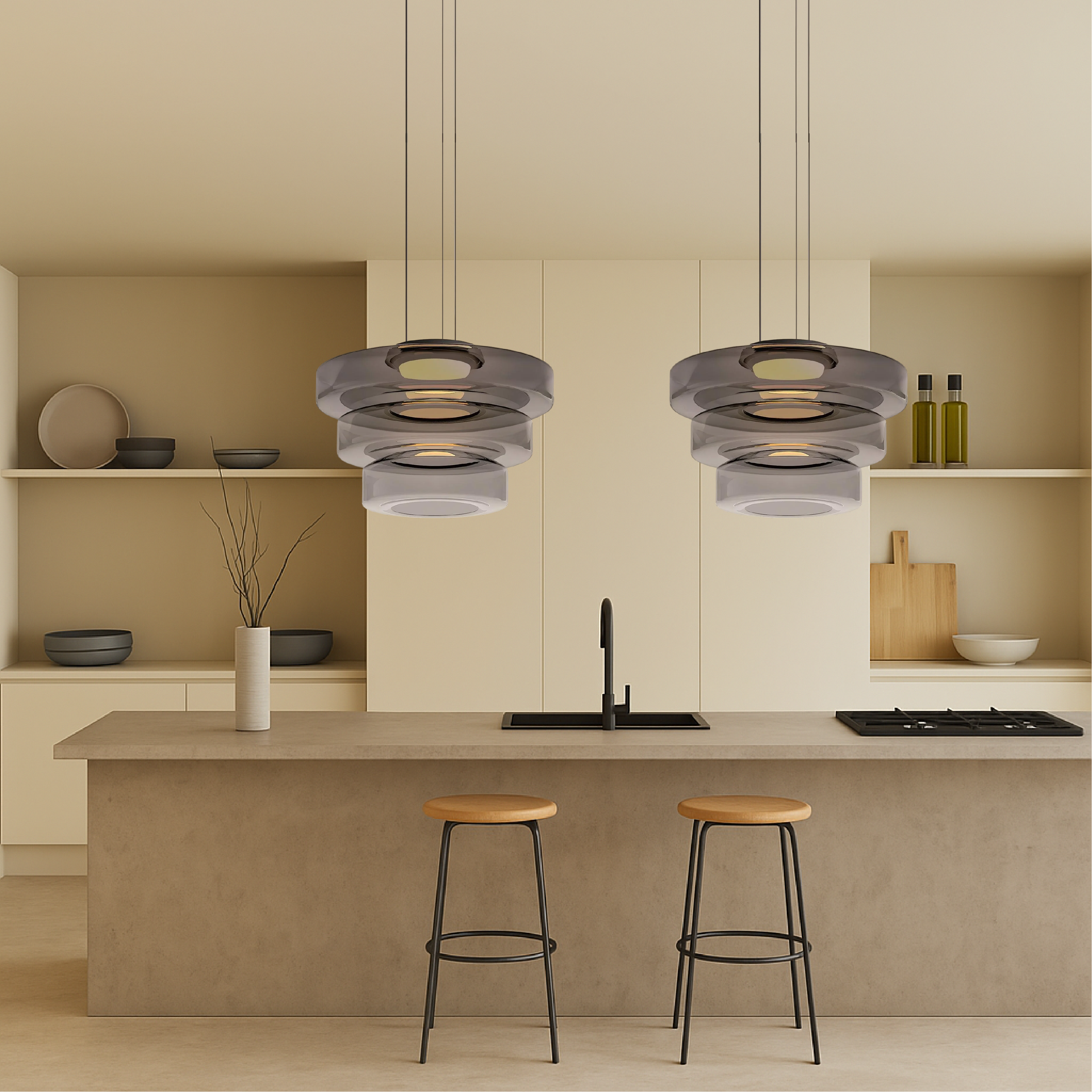 Deens glazen Bauhaus hanglamp handgeblazen glas Ø45cm hanglamp eetkamer woonkamer design verlichting modern minimalistisch | Sansoti