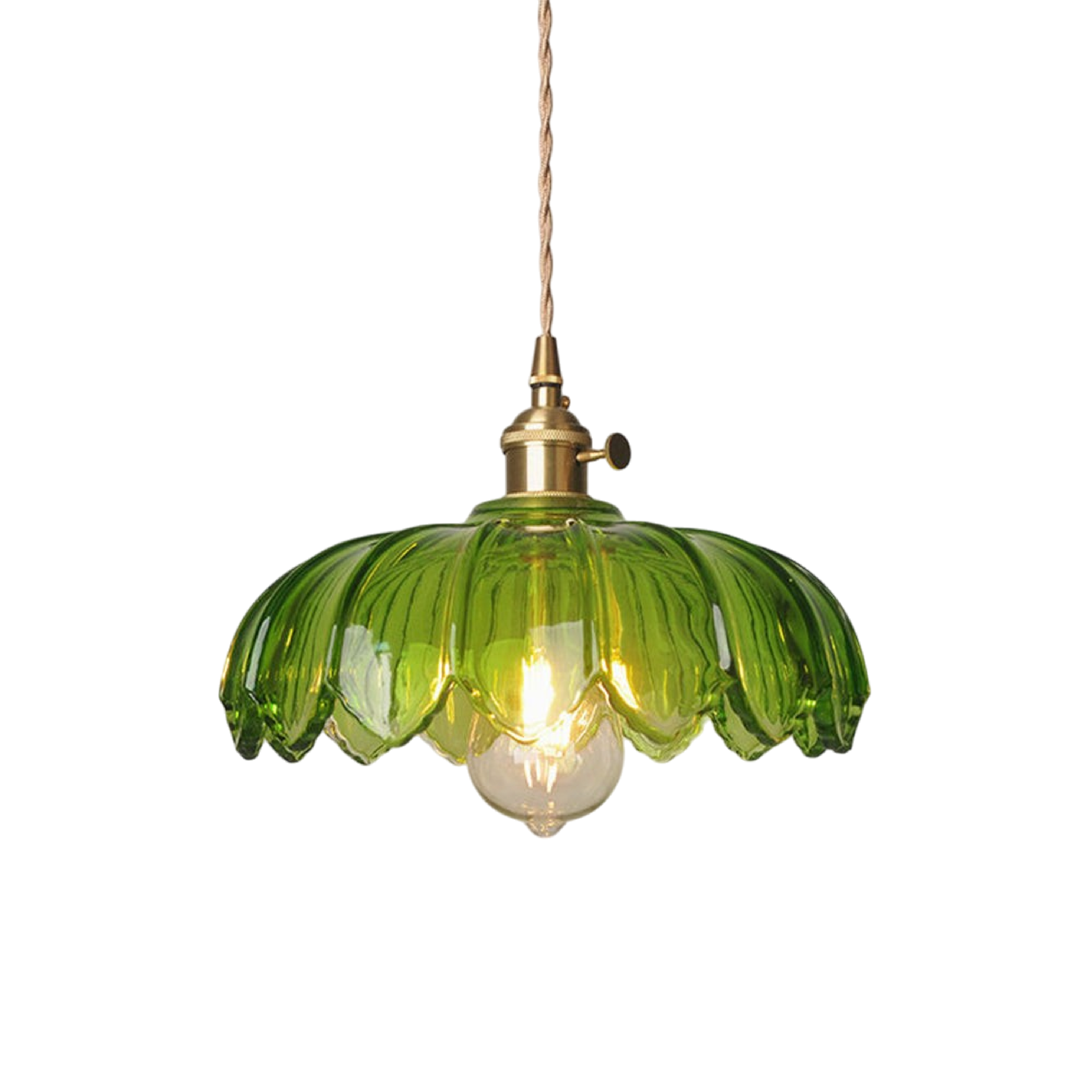 Glas-Blumen-Pendelleuchte Glas Messing grün Esszimmer Vintage Design Küchenbeleuchtung E27 verstellbar modern klassisch | Restfield