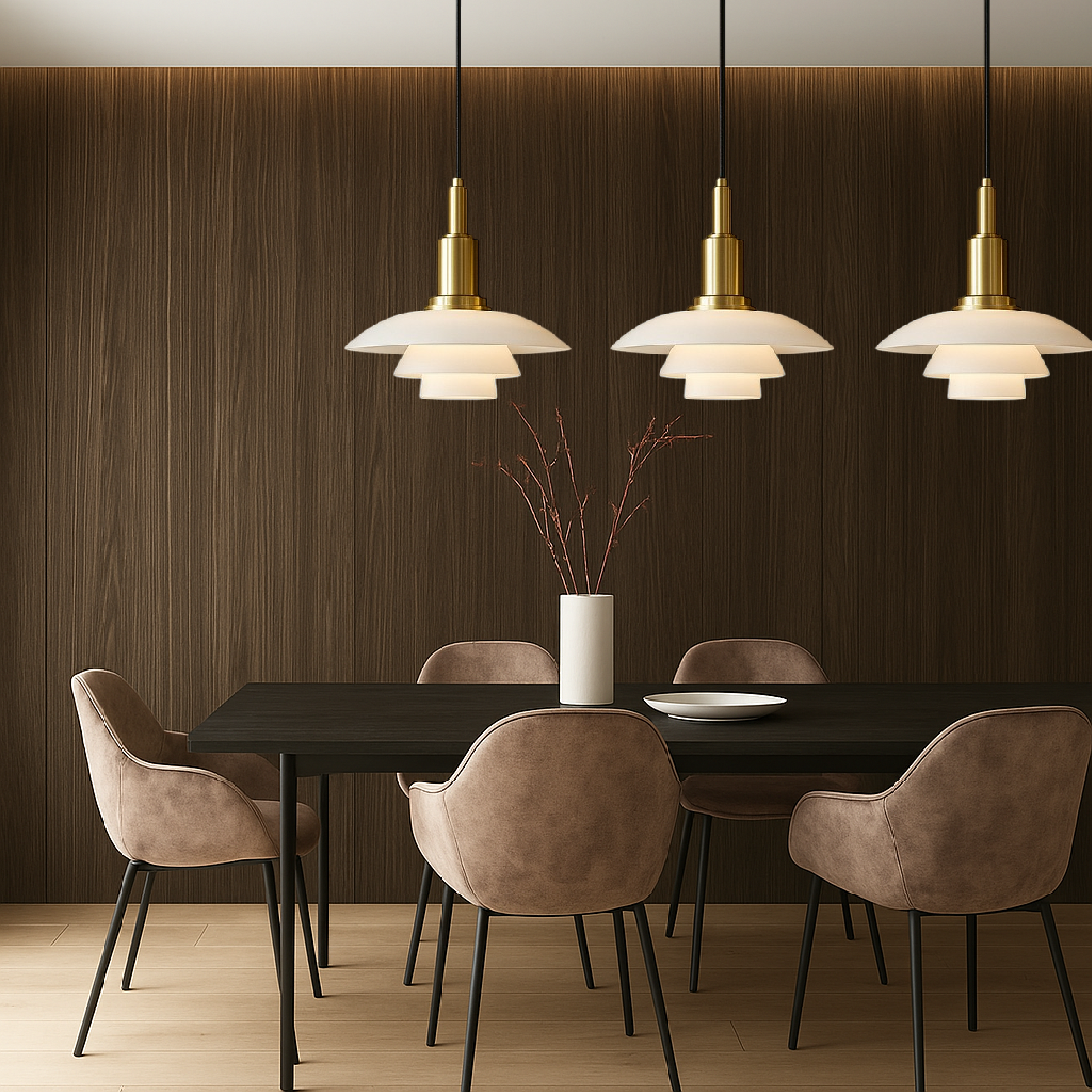 Deense design hanglamp 2/3 koppen glas metaal goud eetkamer keuken eiland Scandinavisch minimalistisch | Sansoti