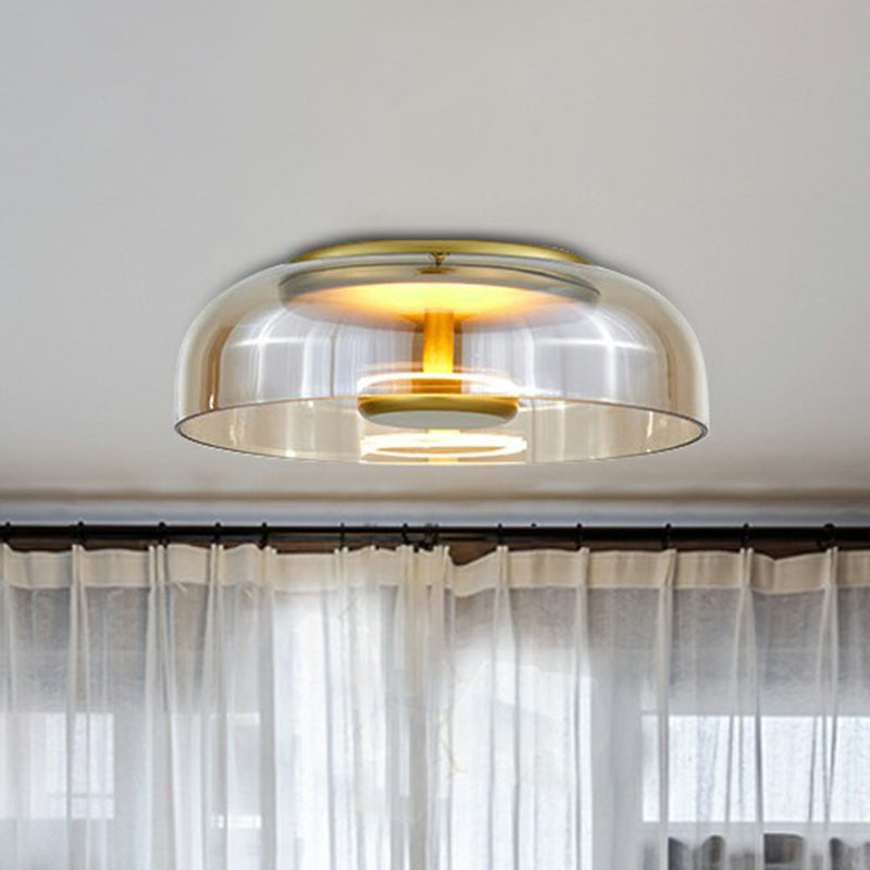 Glazen Plafondlamp LED met Rookgrijs of Amber Glas voor Entree Hal Gang Woonkamer Modern Scandinavisch Design | Sansoti