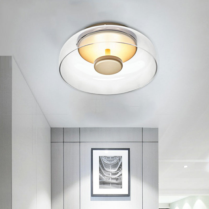 Glazen Plafondlamp LED met Rookgrijs of Amber Glas voor Entree Hal Gang Woonkamer Modern Scandinavisch Design | Sansoti