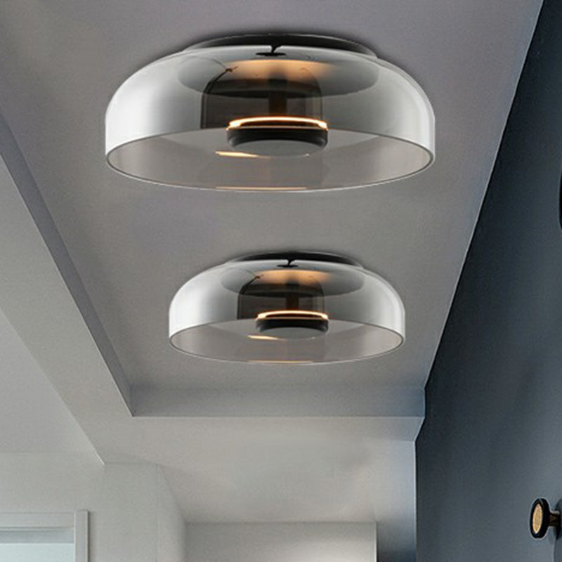 Glazen Plafondlamp LED met Rookgrijs of Amber Glas voor Entree Hal Gang Woonkamer Modern Scandinavisch Design | Sansoti