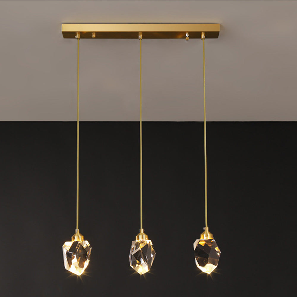 Suspension Verre Métal Or Réglable Table à manger Salon Îlot de cuisine Forme goutte Lampe design Éclairage d'ambiance | Restfield
