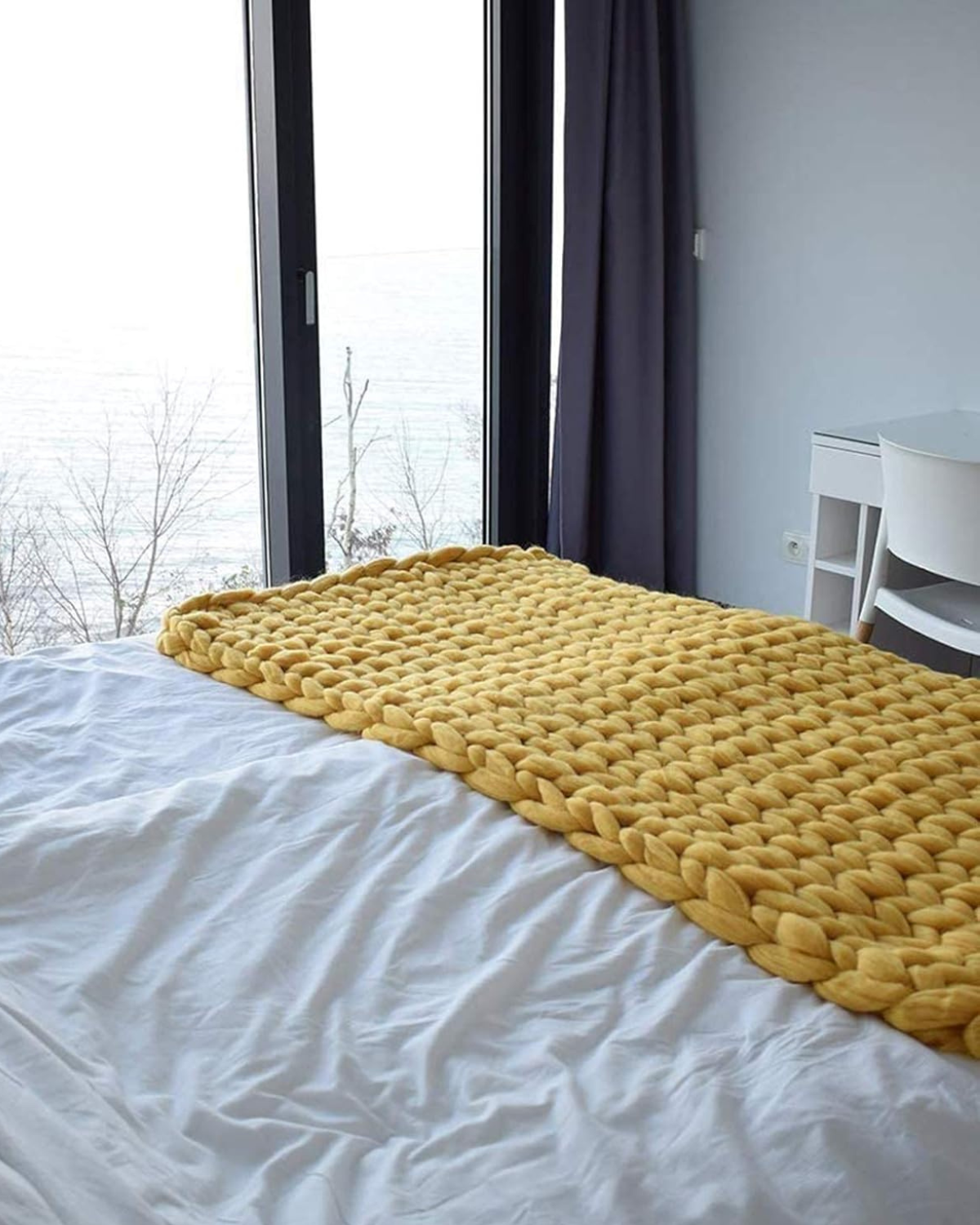 Handgebreid Chunky Plaid – Dik Gebreide Deken in Zachte Chenille voor Bank en Bed | Sansoti