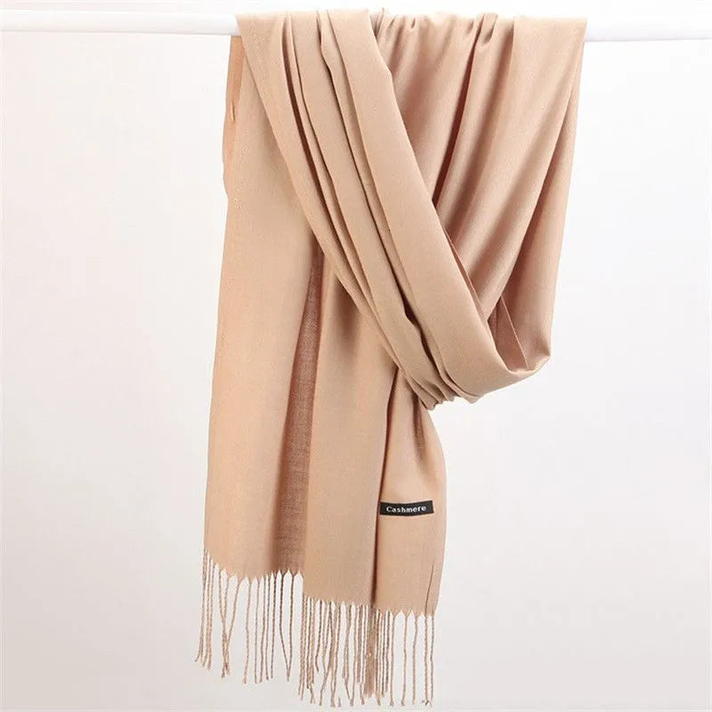 Solid Cashmere Scarf 175cm Winter Accessory Warm Luxury Soft Stylish Fashionable Timeless Elegant for Women | Sansoti