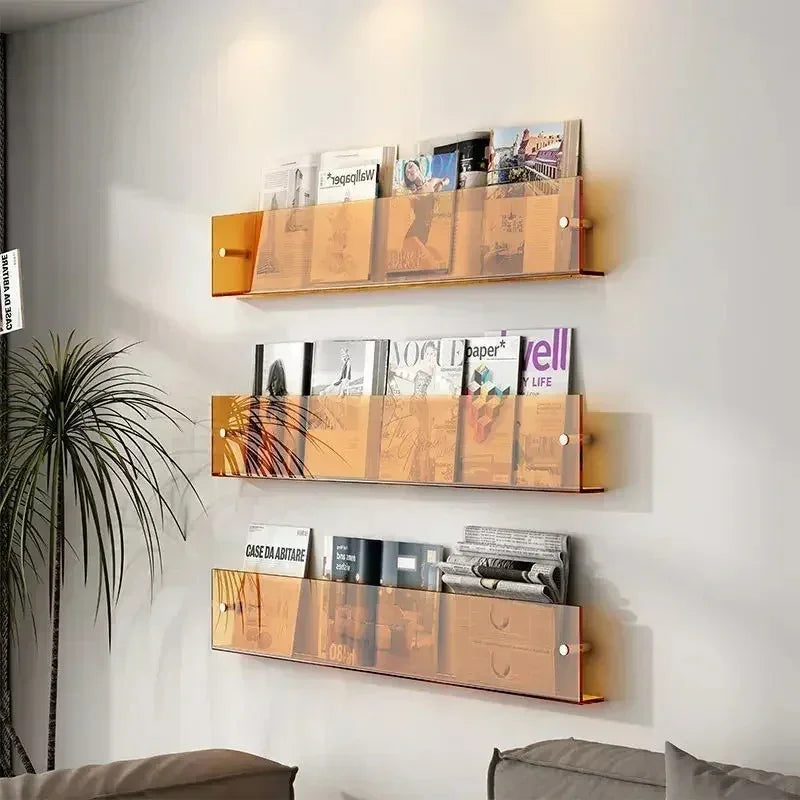 Wandregal PVC schwebender Zeitschriftenhalter 40cm 50cm 80cm Bücher Wohnzimmer Modern | Restfield