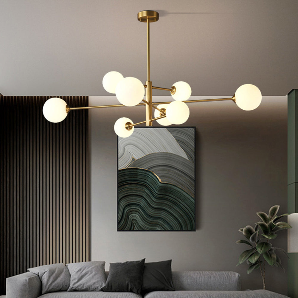 Hanglamp Glas Bollen Modern Zwart Koper 6/8-Lichts G9 Verlichting | Sansoti