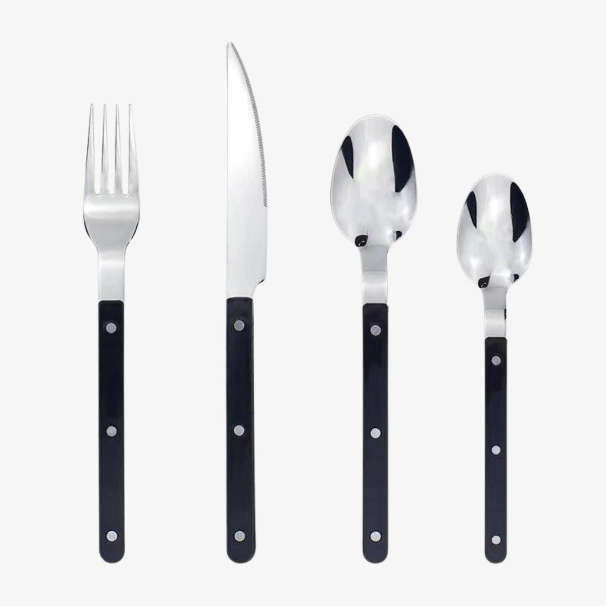 Bestekset 24-delig met Gravure RVS Zwart Wit Groen Tafeldekken Eettafel Elegant Serviesgoed Kookgerei | Sansoti
