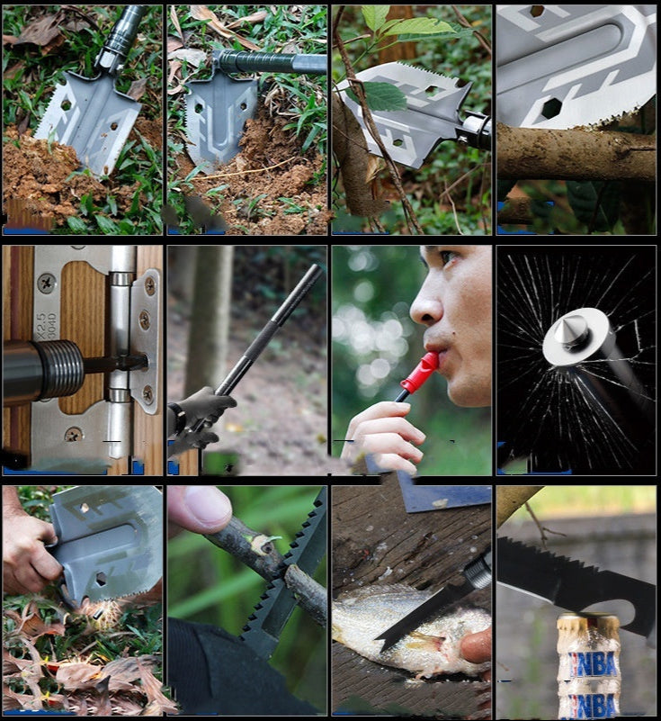 16-in-1 Tactische Overlevingsschep – Multifunctioneel Campinggereedschap met Zaag, Mes & Firestarter voor Outdoor Avonturen | Sansoti