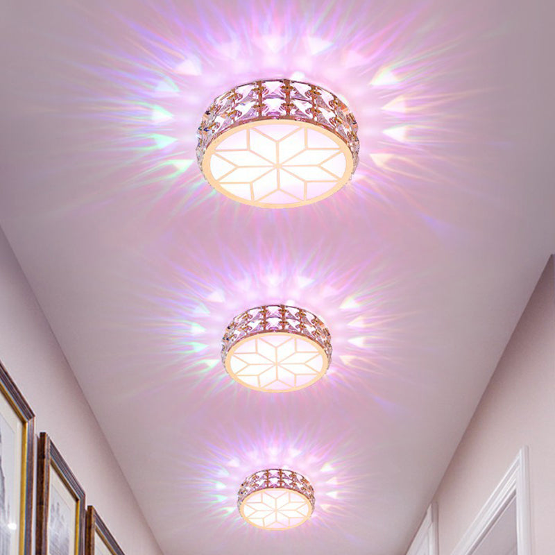 Runde Kristall-Deckenleuchte LED Einbauleuchte Champagnergold 15–20 cm Flur Diele Schlafzimmer moderne Luxusbeleuchtung | Sansoti