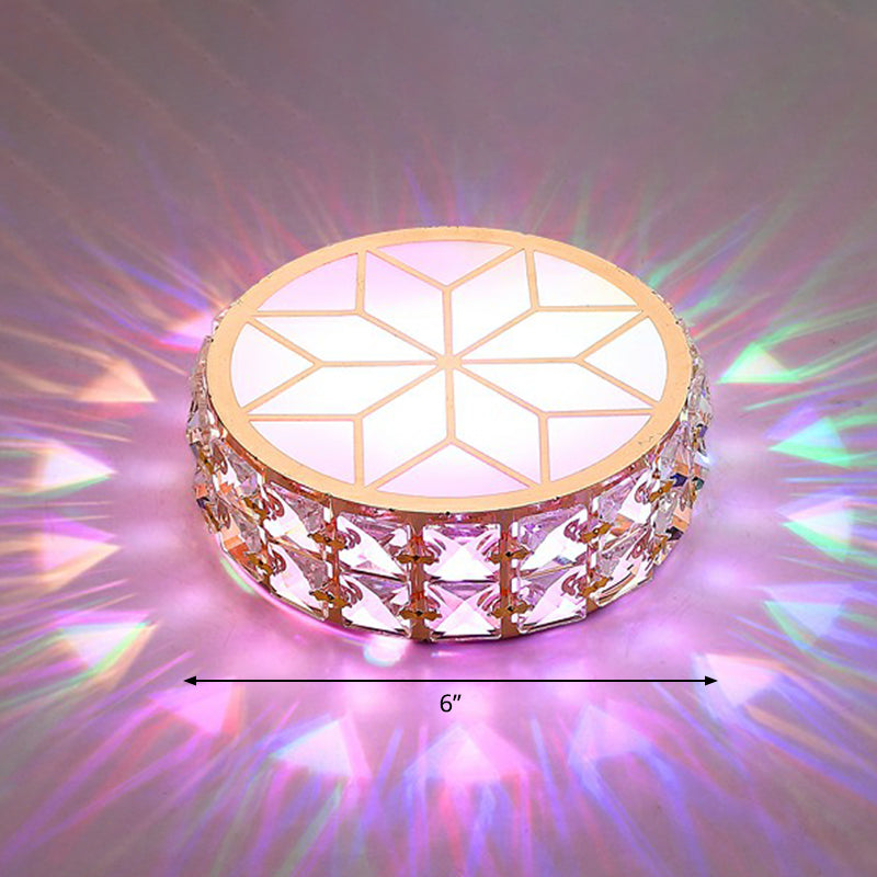 Runde Kristall-Deckenleuchte LED Einbauleuchte Champagnergold 15–20 cm Flur Diele Schlafzimmer moderne Luxusbeleuchtung | Sansoti