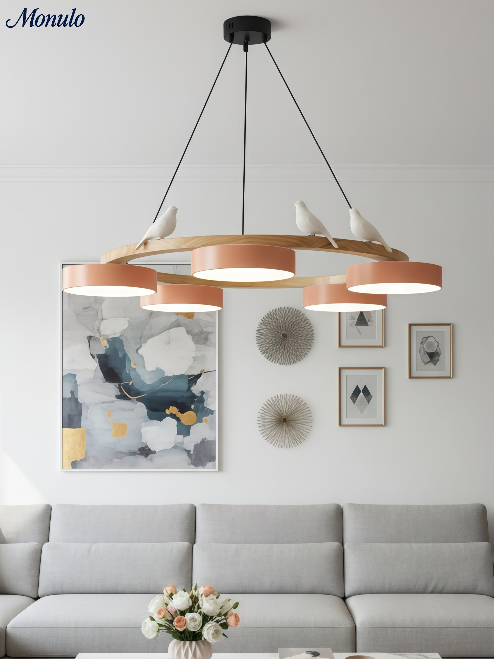 Decoratieve Vogelkroonluchter met Gekleurde Cirkels voor Eetkamer en Woonkamer | Sansoti