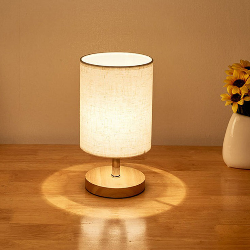 Minimalistische Tischlampe aus Flachs und Holz mit rechteckigem Schirm – Stimmungsvolle Beleuchtung für Schlafzimmer Nachttisch Schreibtisch Kleine Räume Modernes Design | Sansoti