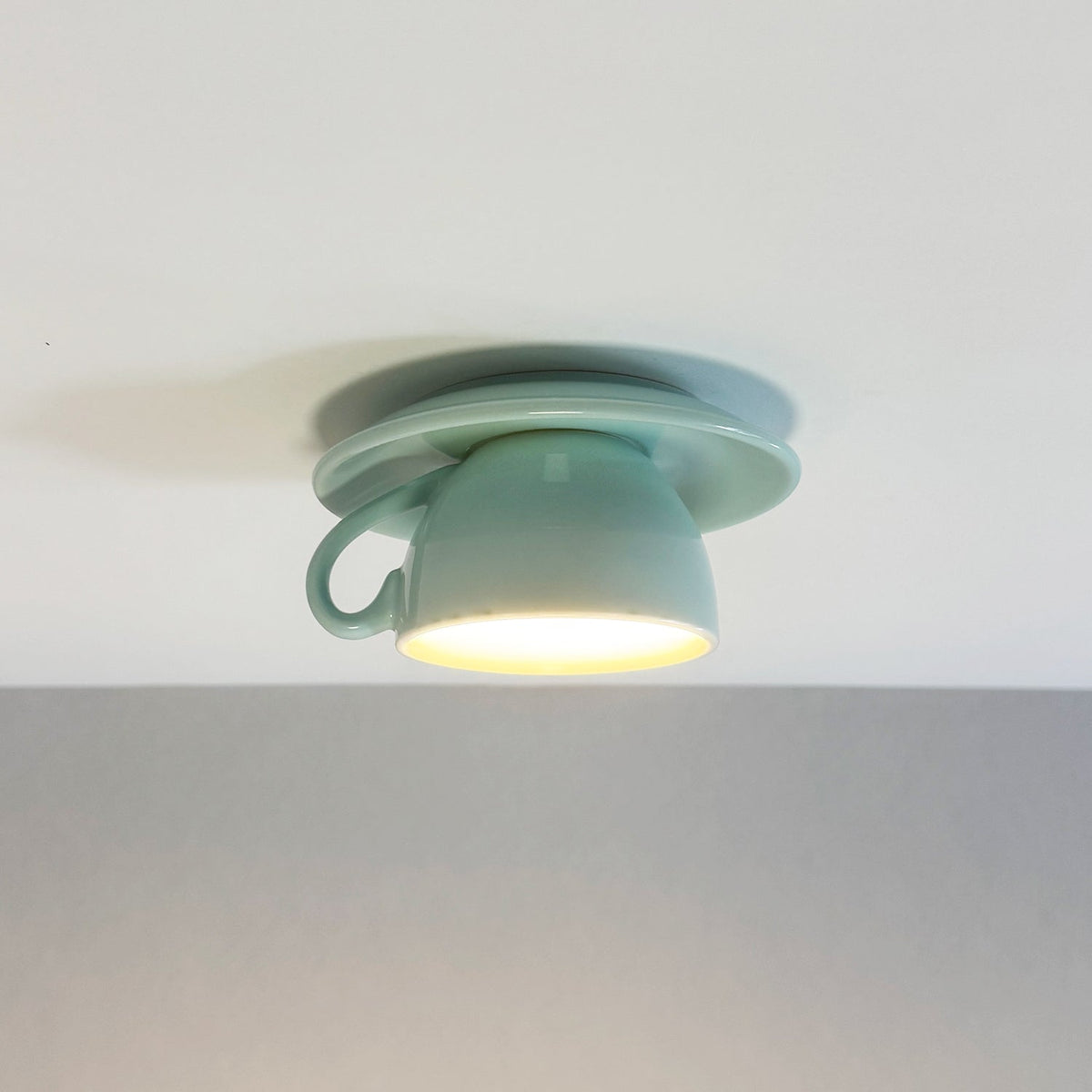 Ceramic Ceiling Light Coffee Mug Design LED Lighting Playful Interior Light Fixture Living Room Bedroom | Sansoti