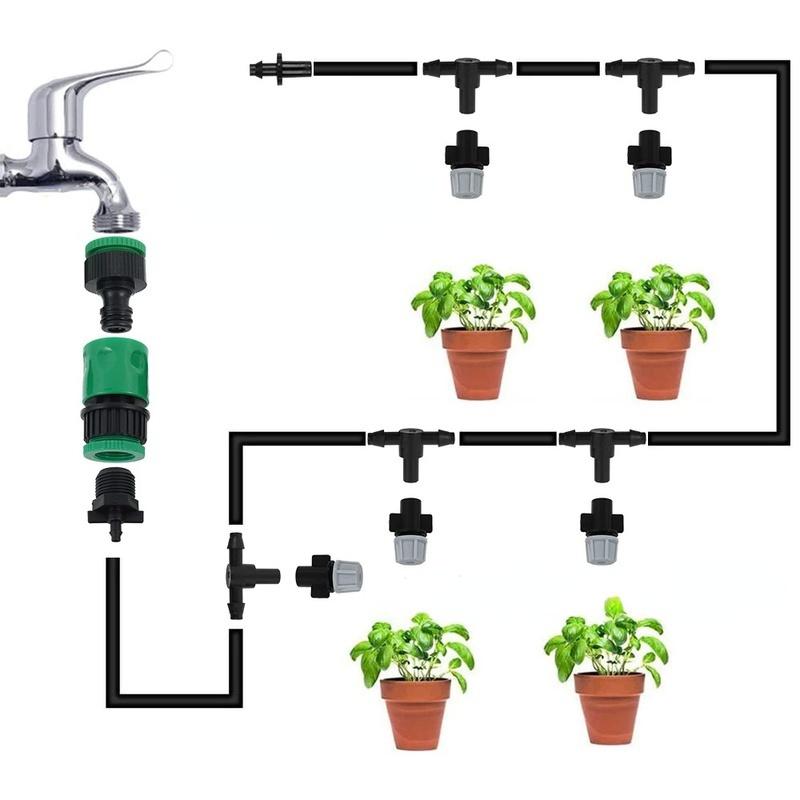 Verstelbaar Druppelirrigatiesysteem 10 Meter Automatisch Tuinbewatering Sproeiset Waterbesparend Planten | Sansoti