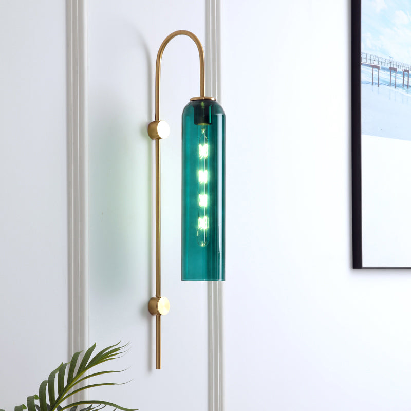 Mid-Century Wandlamp Metalen Zwanenhals met Geribbelde Glazen Kap | Sansoti