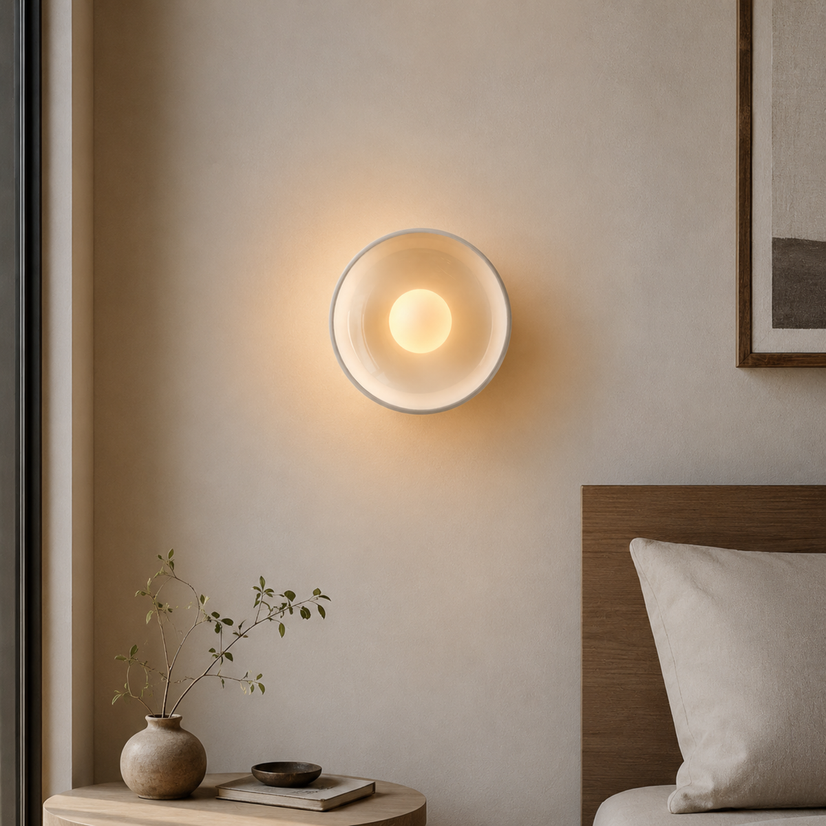 Glas-Wandleuchte mit Buntglas-Effekt Creme Olivgrün Weiß LED-E27-Fassung Stimmungsvolle Beleuchtung Schlafzimmer Flur | Sansoti