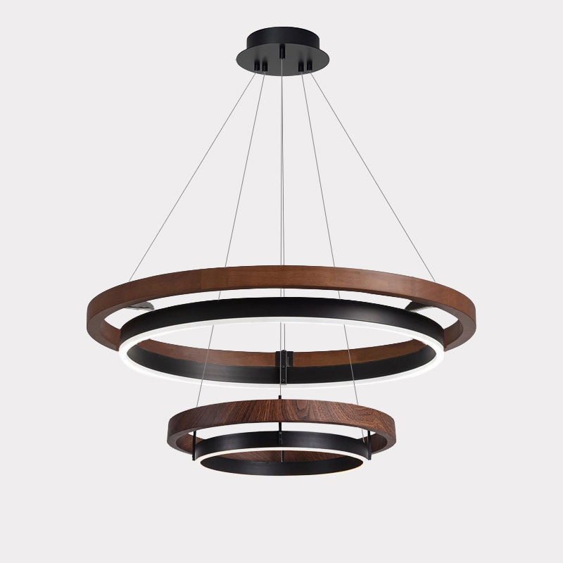 Holz-Ring-Kronleuchter LED Eingebaut Warmweiß Dimmbar Esszimmer Wohnzimmer Deckenlampe Modern Bauernhaus | Restfield