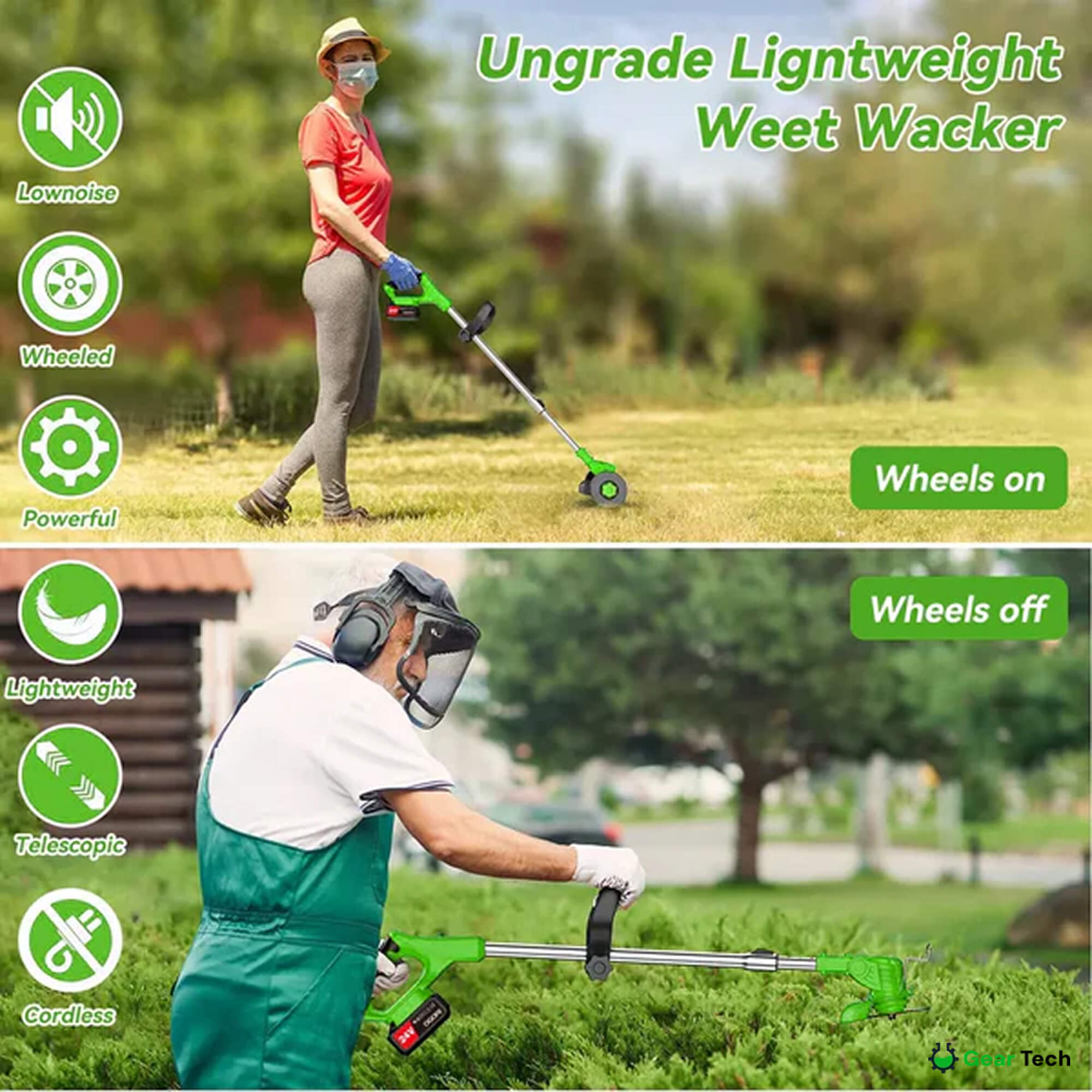Draadloze Grastrimmer 24V met 4-in-1 Verstelbare Snijkop en Krachtige Accu voor Tuin en Gazononderhoud | Sansoti