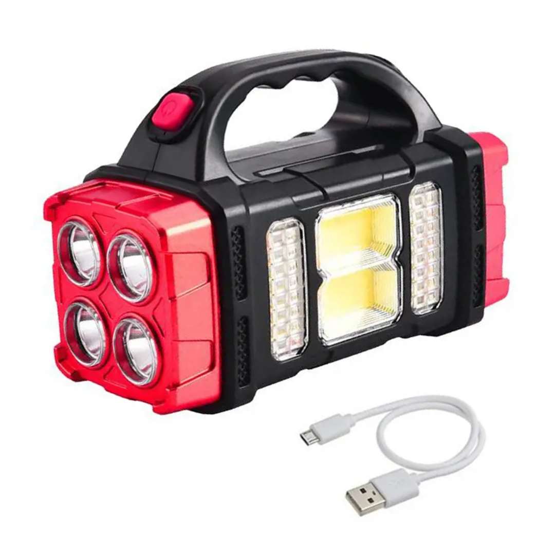 Nood Zaklamp 4-in-1 Zonne-energie Powerbank USB Oplaadbaar IP44 Waterdicht LED Geel Wit Camping Noodkit Emergency Draagbaar Compact | Sansoti