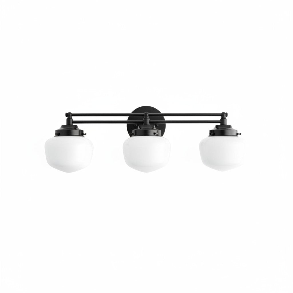 Globe Wandlamp Klassieke Badkamer Schoolhouse Verlichting Mat Opaal Glas voor Spiegel en Wastafel | Sansoti
