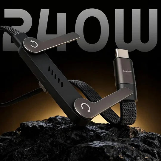 USB-C-Ladekabel mit Smartphone-Ständer 240W-Schnellladung | 1,5m Geflochtenes Nylon Gaming Videotelefonie-Ladekabel | Sansoti