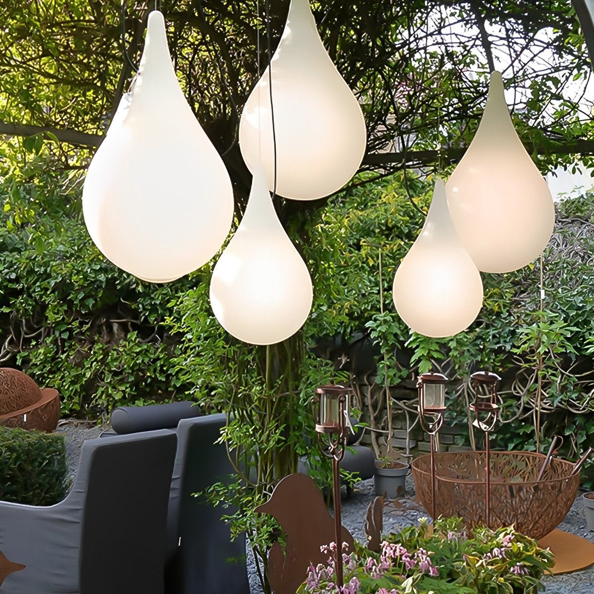 Buitenlamp Druppel Hanglamp Plastic Wit IP65 Tuin Terras LED Warm Wit Buiten Hangende Lamp Patio | Sansoti