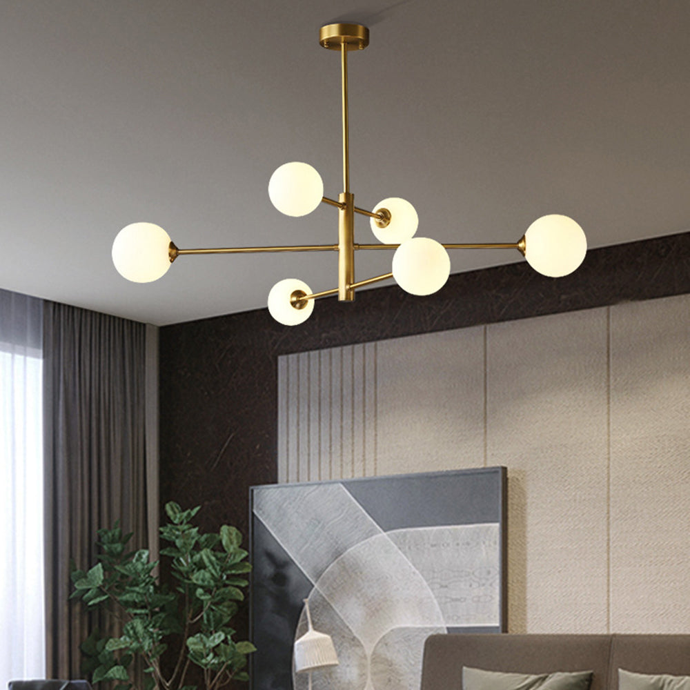 Hanglamp Glas Bollen Modern Zwart Koper 6/8-Lichts G9 Verlichting | Sansoti