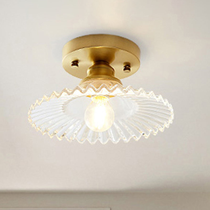 Industriële Plafondlamp met Geribbeld Glas – Groen of Helder – Ø22cm Retro Semi-Flush voor Woonkamer | Sansoti
