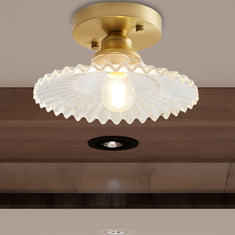 Industriële Plafondlamp met Geribbeld Glas – Groen of Helder – Ø22cm Retro Semi-Flush voor Woonkamer | Sansoti