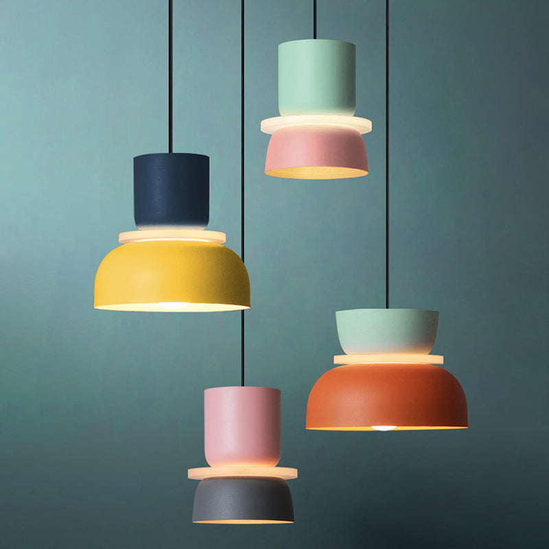 Moderne Hanglamp Macaron LED Metalen Kom Ø18-30cm Geel Roze Grijs Groen Blauw Oranje | Sansoti