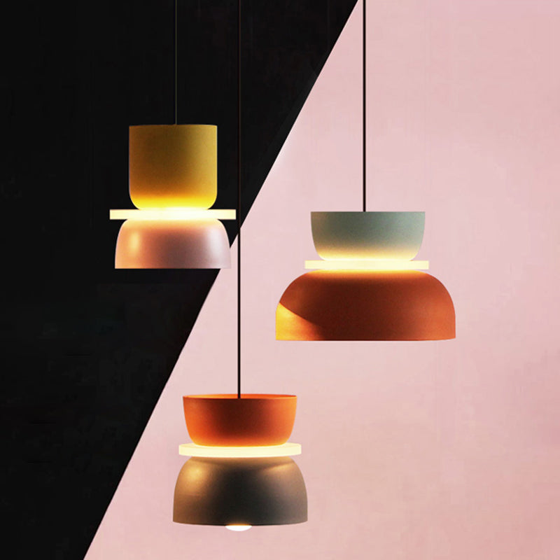 Moderne Hanglamp Macaron LED Metalen Kom Ø18-30cm Geel Roze Grijs Groen Blauw Oranje | Sansoti
