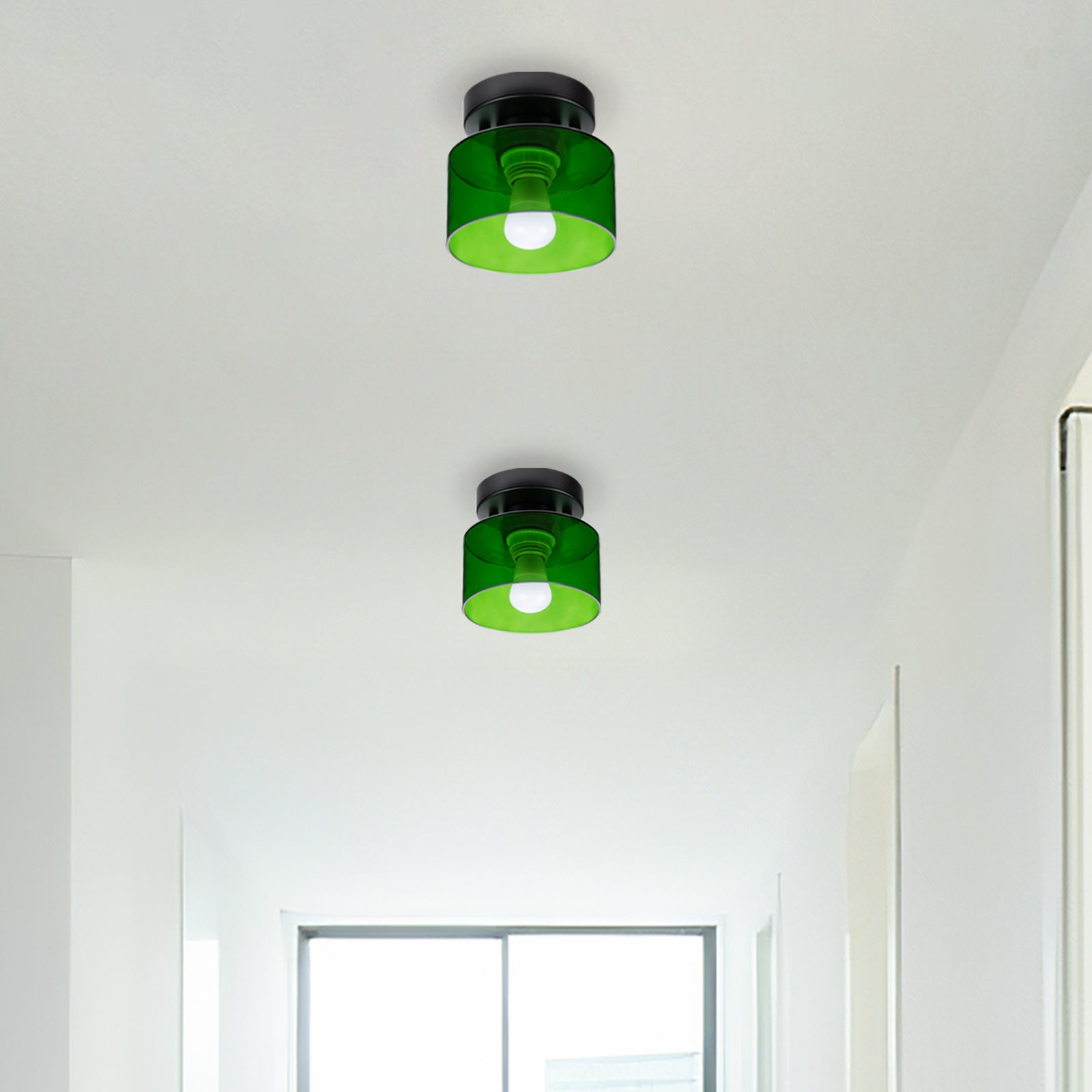 Deckenleuchte Glas Retro E27/E26 Bernstein Küche Flur Wohnzimmer Rundes Design Stimmungslicht Vintage Stil | Restfield
