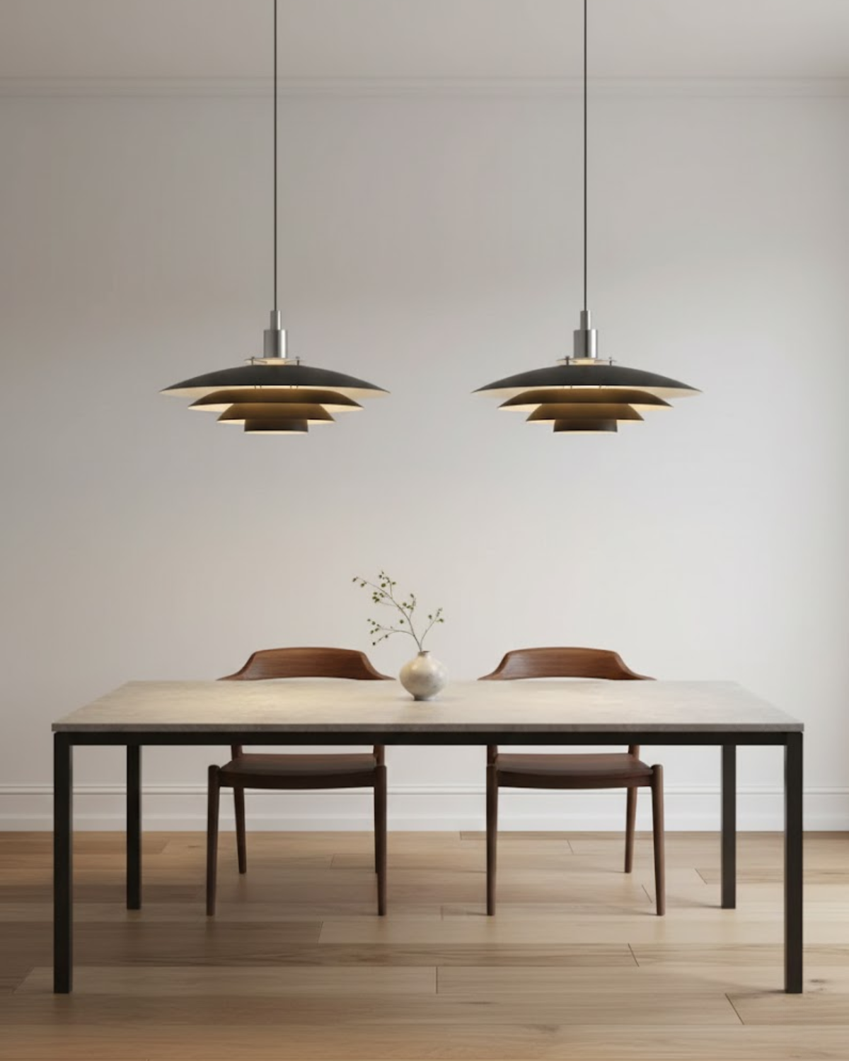 Gelaagde Metalen Hanglamp Zwart Wit Scandinavisch Design Eetkamer Woonkamer Modern Elegant Diffuus Licht Warm Sfeerlicht | Sansoti
