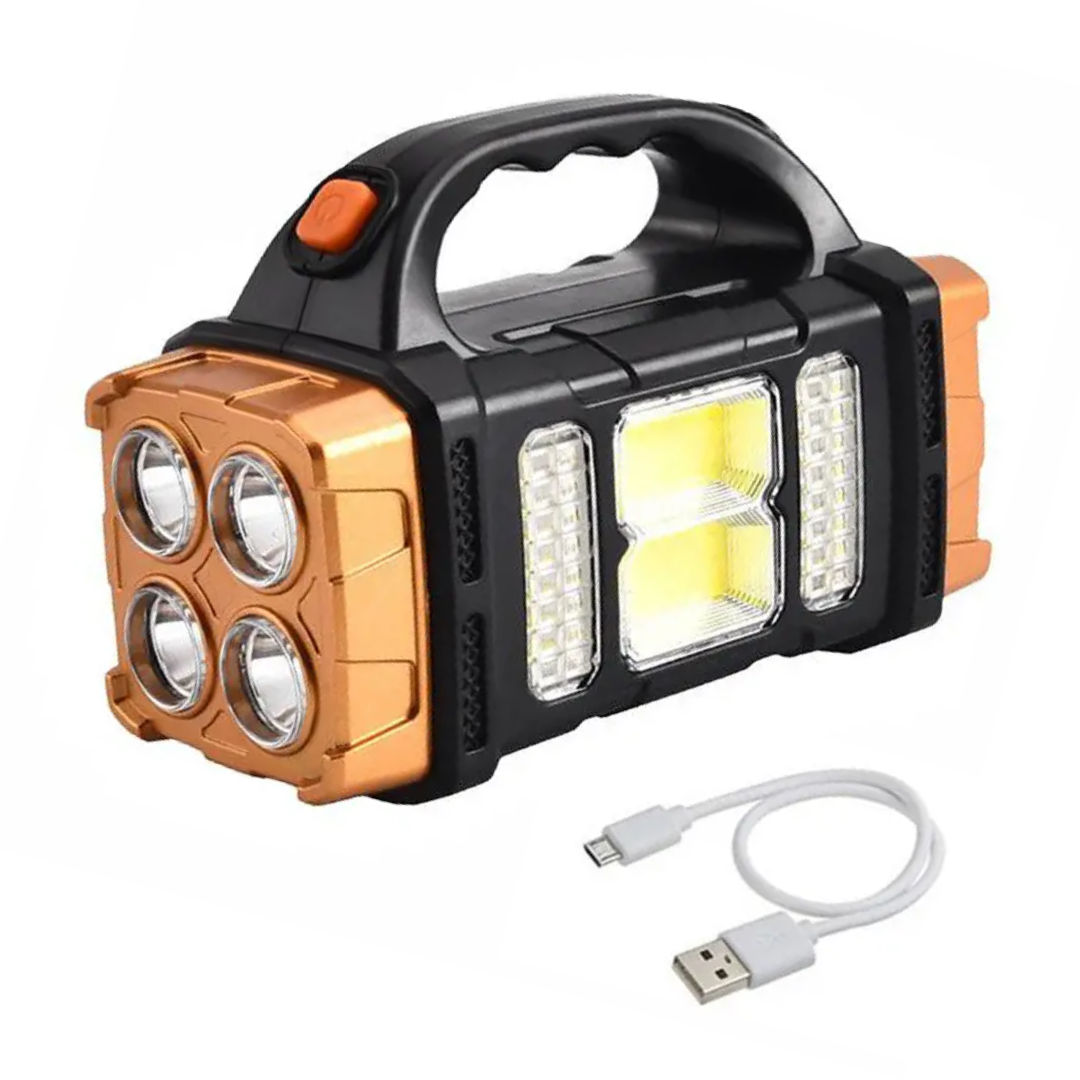 Nood Zaklamp 4-in-1 Zonne-energie Powerbank USB Oplaadbaar IP44 Waterdicht LED Geel Wit Camping Noodkit Emergency Draagbaar Compact | Sansoti
