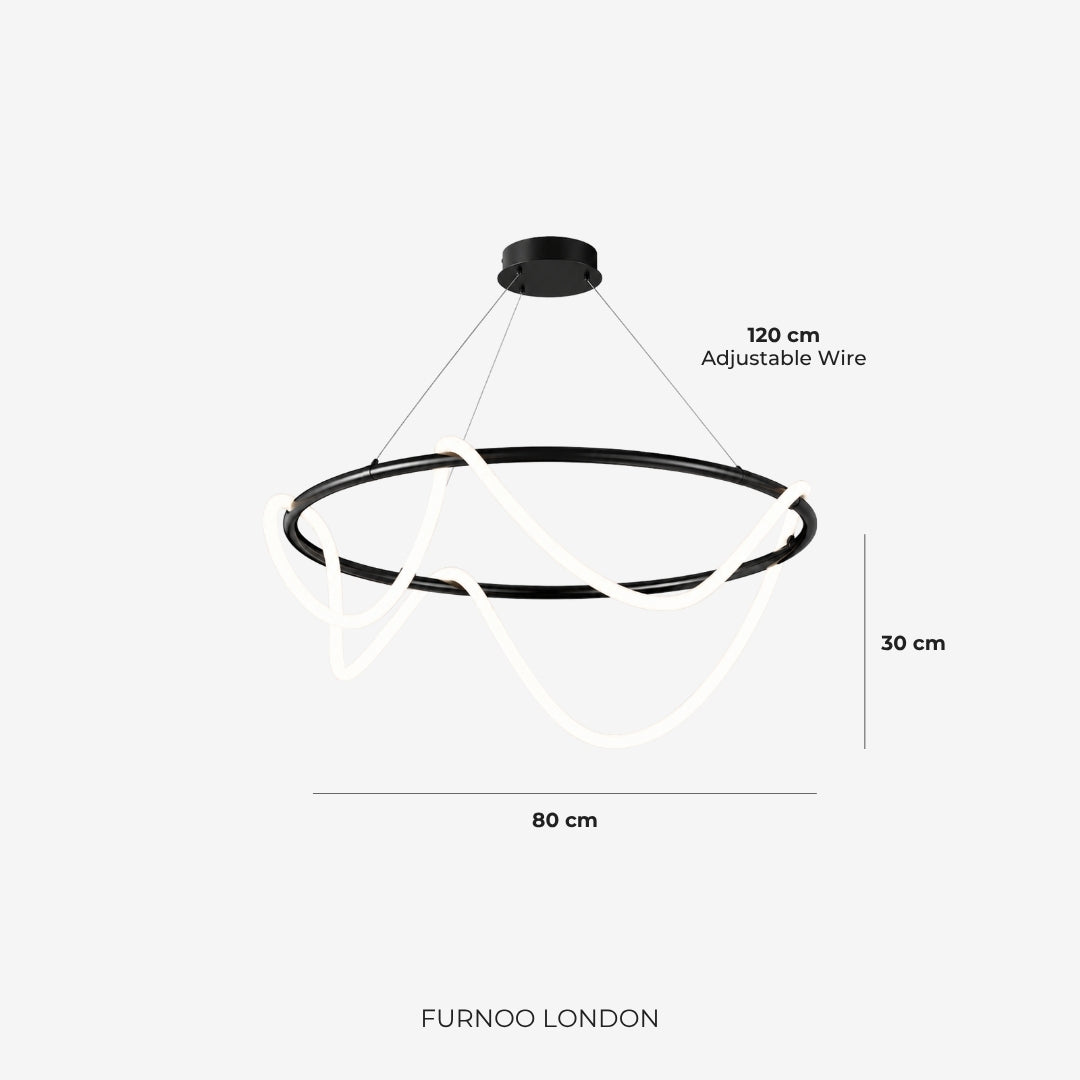 LED-design hanglamp met metalen koordstructuur zwart satijn 100 cm dimbaar warm wit modern interieur eetkamer keukeneiland | Sansoti