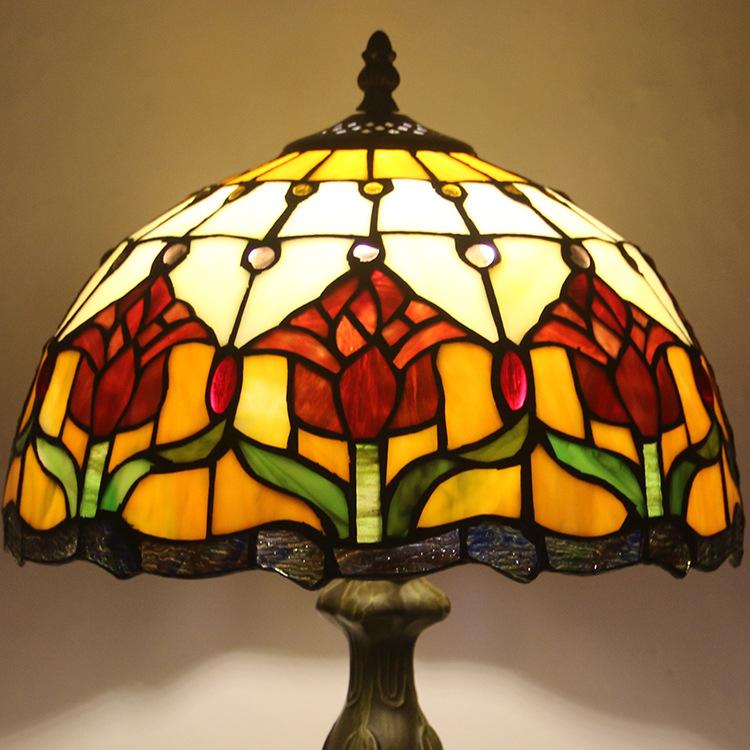 Lampe de table Tiffany vitrail classique 45cm E26 verre métal salon | Restfield