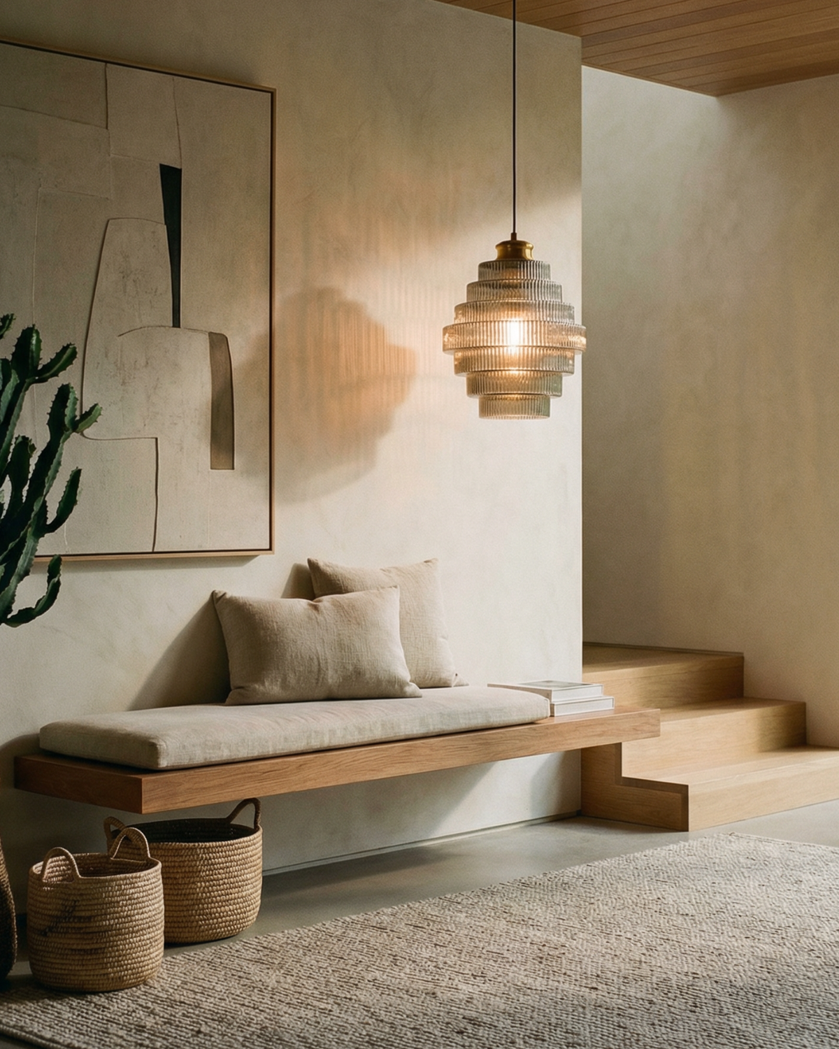 Suspension moderne en verre à étages avec détail doré pour salle à manger et salon – éclairage design luxueux | Restfield