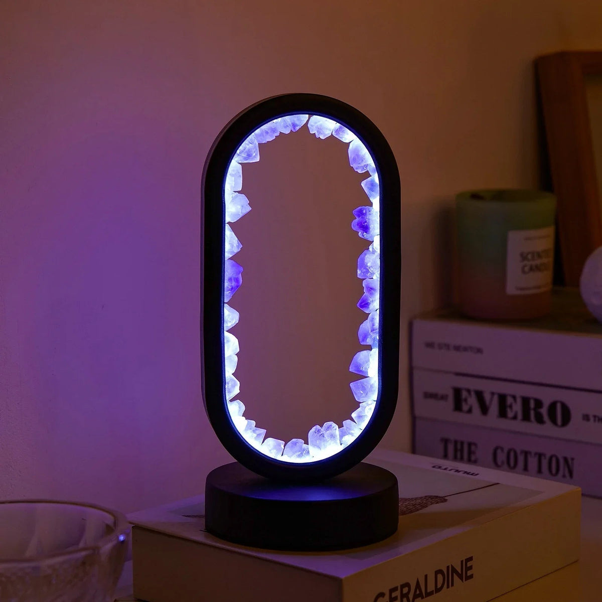 Handgemaakte Edelsteenlamp Amethist Celestiet Kristal Sfeerverlichting Ontspanning Meditatie Yoga Slaapkamer | Sansoti