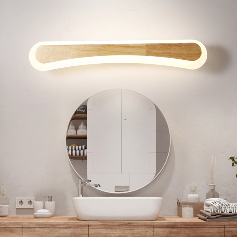 Houten LED Wandlamp met Acryl Kap Badkamerspiegel Verlichting Scandinavisch Design 40cm 60cm 80cm | Sansoti