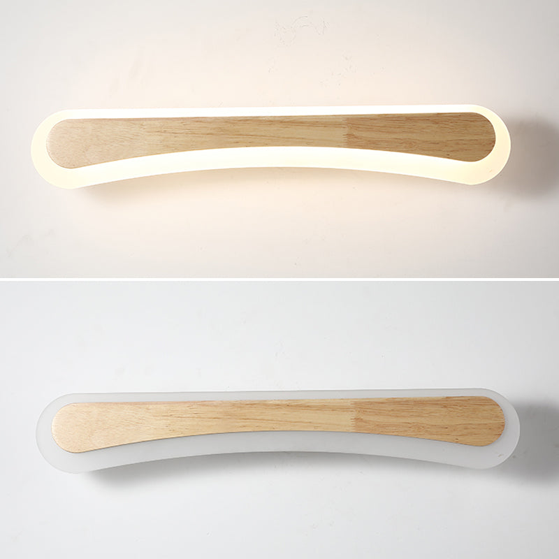 Houten LED Wandlamp met Acryl Kap Badkamerspiegel Verlichting Scandinavisch Design 40cm 60cm 80cm | Sansoti