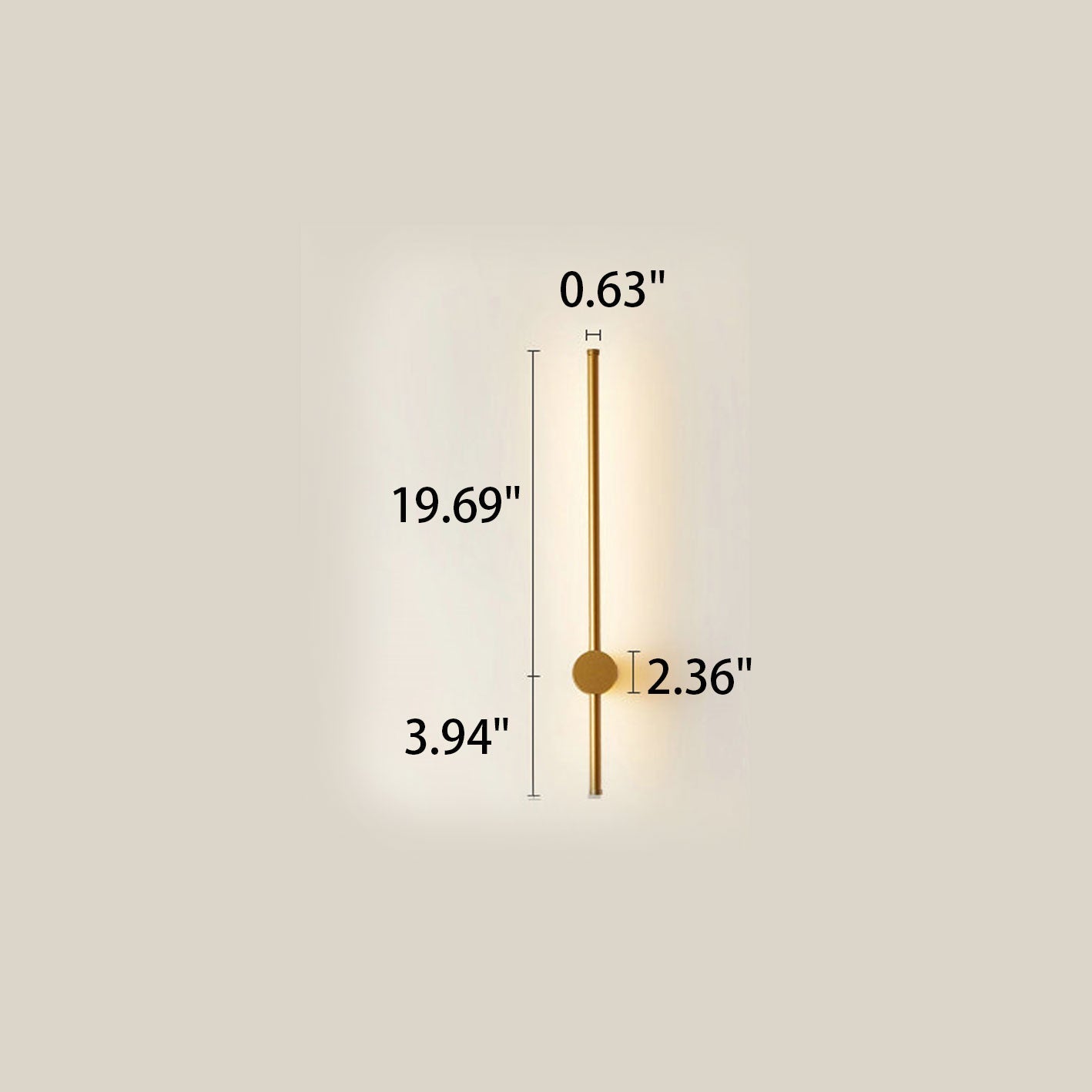Wandlamp LED Staf Aluminium Zwart Goud 60cm 80cm Woonkamer Slaapkamer Studeerkamer Lijnlamp Minimalistisch Modern Sfeerlamp | Sansoti