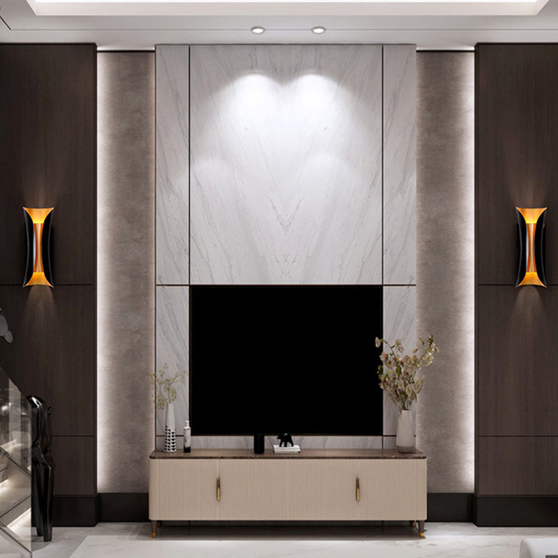 Moderne Wandlamp Zwart Metaal 2 Lichtpunten Gebogen Ontwerp 33cm 53cm 76cm | Sansoti