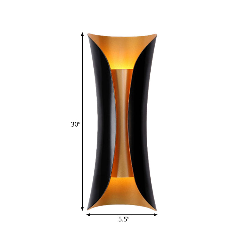 Moderne Wandlamp Zwart Metaal 2 Lichtpunten Gebogen Ontwerp 33cm 53cm 76cm | Sansoti