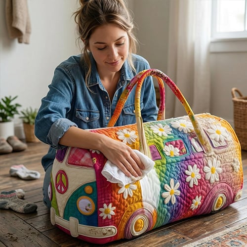 Quilted Travel Bag with Floral Pattern 45.5x22.5x22.5 cm Carry-On Weekend Bag Foam Protection Duffel Bag | Sansoti
